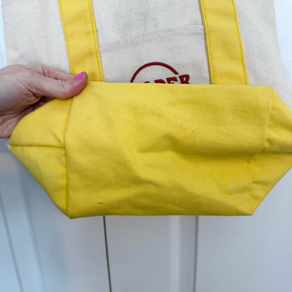 Trader Joe's Yellow and Cream Mini Tote Bag - Picture 3 of 6
